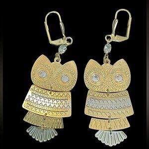 18K‎ GOLD FILLED OWL EARRINGS